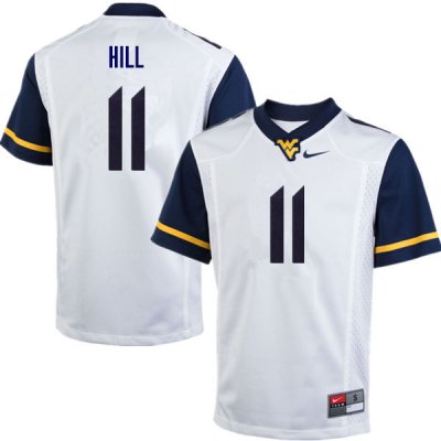 Men's West Virginia Mountaineers NCAA #11 Chase Hill White Authentic Nike Stitched College Football Jersey PD15E66HG